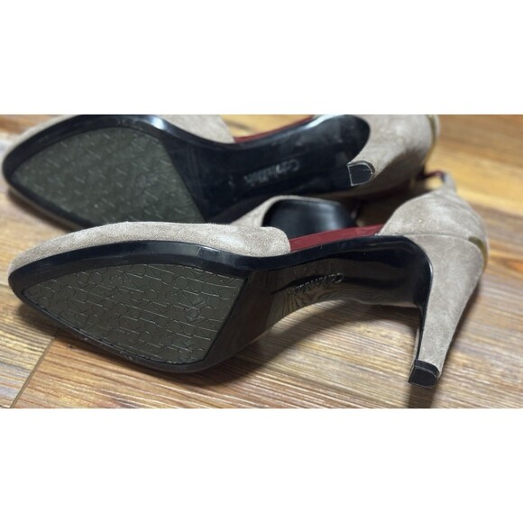Calvin Klein Cherilyn T-Strap Pumps Suede Taupe Womens Size 11 Shoes $129 (3598) - Picture 4 of 7